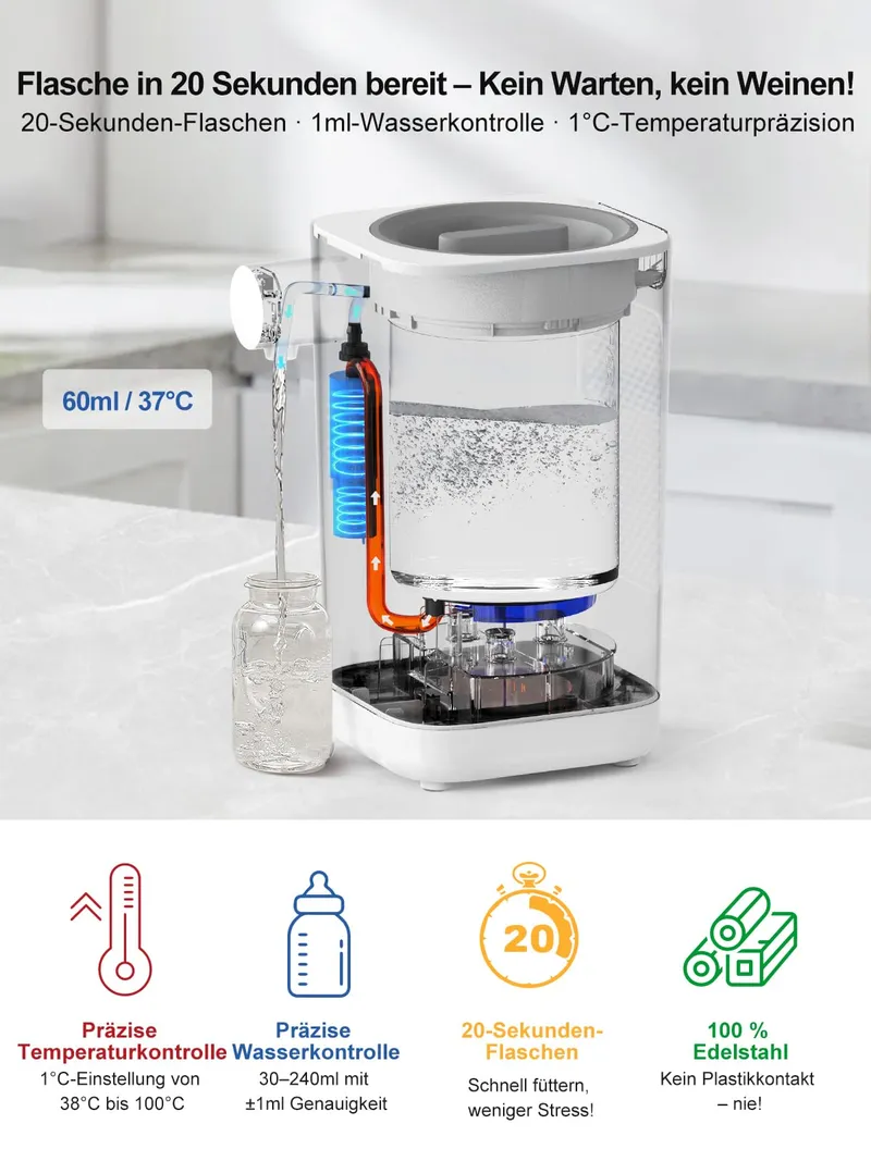KOSTTE Slimme Flessenwarmer 1,5L Snelle Bereiding — foto 2