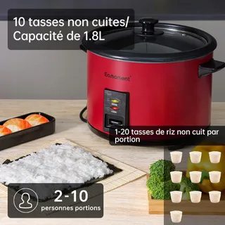 EAMOMENT Rijstkoker 1,8L 700W 1-10 Personen Rood — miniatuur 3