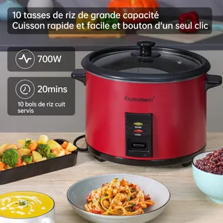 EAMOMENT Rijstkoker 1,8L 700W 1-10 Personen Rood — miniatuur 2