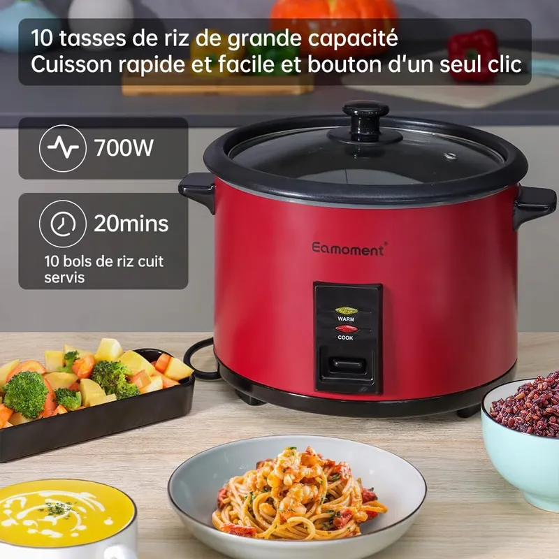 EAMOMENT Rijstkoker 1,8L 700W 1-10 Personen Rood — foto 2