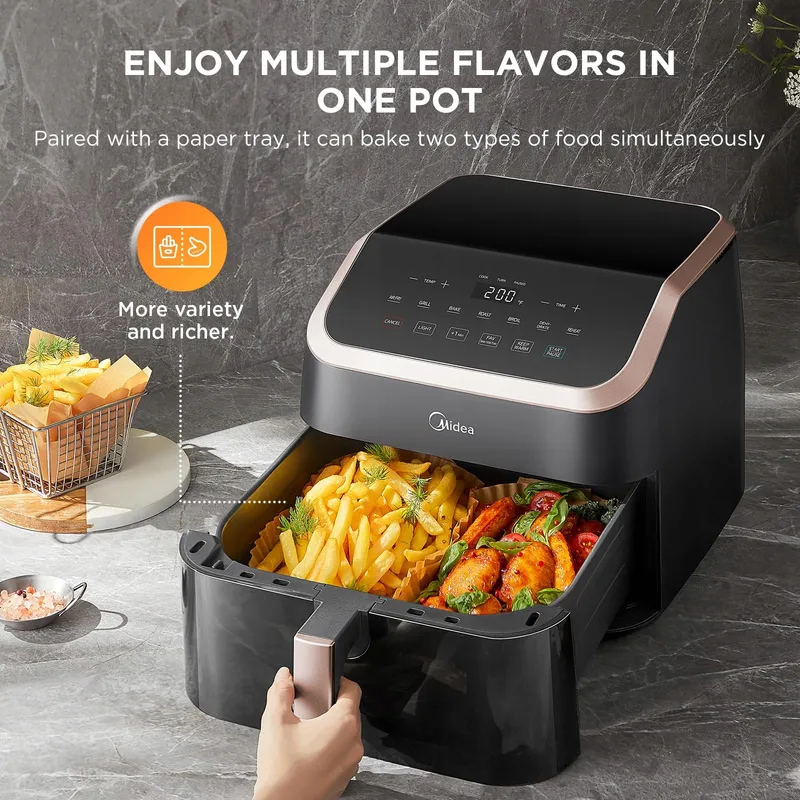 MIDEA Airfryer XXL 9L 8-in-1 Grill Bakken Dehydrateren — foto 2