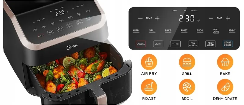 MIDEA Airfryer XXL 9L 8-in-1 Grill Bakken Dehydrateren — foto 12