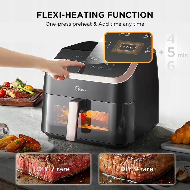MIDEA Airfryer XXL 9L 8-in-1 Grill Bakken Dehydrateren — foto 3