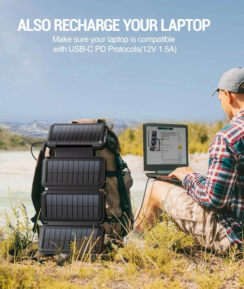 BLAVOR Solar Powerbank 20000mAh Waterdicht USB C QC 3.0 — foto 3