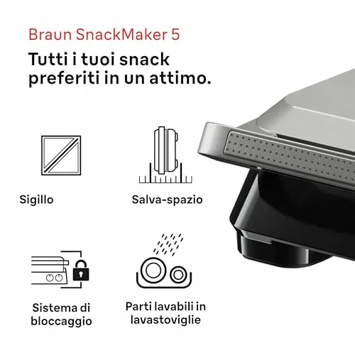 BRAUN SnackMaker 5 SM5005 Grill Wafelijzer 800W Zilver — foto 2