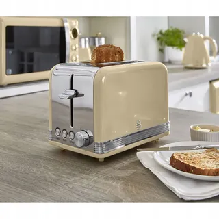 SWAN Retro Broodrooster 2-Sleuf Vintage 6 Standen 815W Crème — miniatuur 2