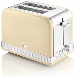 SWAN Retro Broodrooster 2-Sleuf Vintage 6 Standen 815W Crème — miniatuur 1