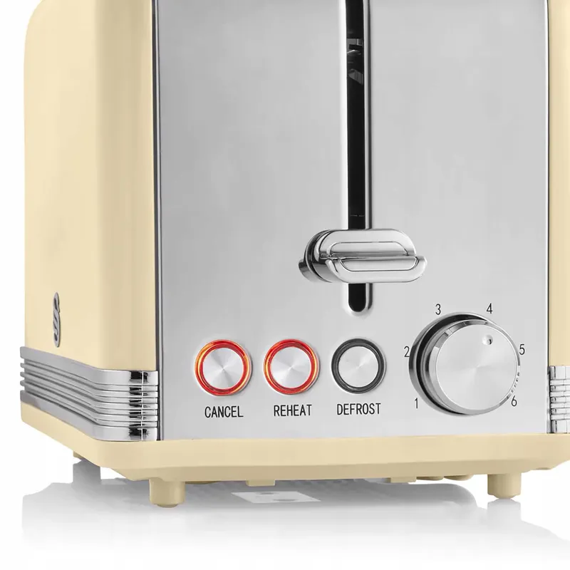 SWAN Retro Broodrooster 2-Sleuf Vintage 6 Standen 815W Crème — foto 5