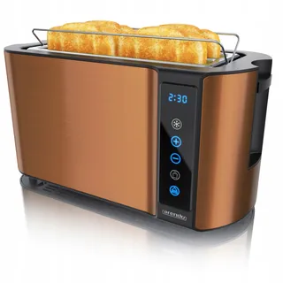 ARENDO Broodrooster Staal Lange Sleuf 4 Sneden Touchscreen Koper — miniatuur 1