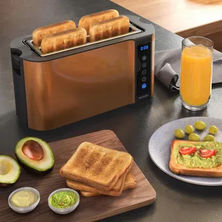 ARENDO Broodrooster Staal Lange Sleuf 4 Sneden Touchscreen Koper — miniatuur 6