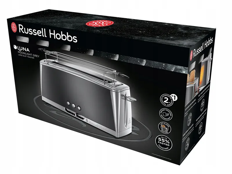 RUSSELL HOBBS Moonlight Grey Broodrooster Lange Sleuf RVS Grijs — foto 2