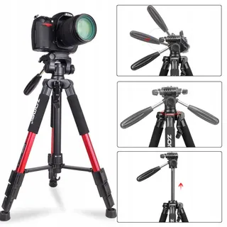 ZOMEI Q111 Aluminium Statief 47-140cm Camera Telefoon Rood — miniatuur 4