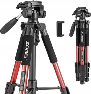 ZOMEI Q111 Aluminium Statief 47-140cm Camera Telefoon Rood — miniatuur 1