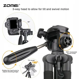 ZOMEI Q111 Aluminium Statief 47-140cm Camera Telefoon Rood — miniatuur 5