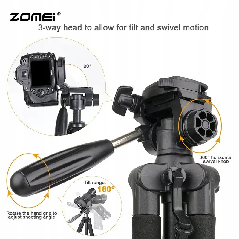 ZOMEI Q111 Aluminium Statief 47-140cm Camera Telefoon Rood — foto 5
