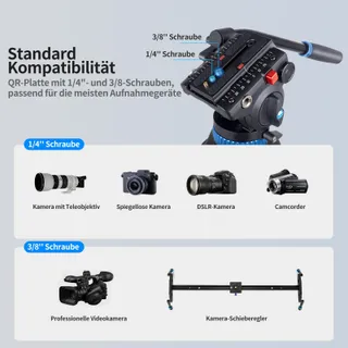 SIRUI AM-25S Aluminium Statief 190cm Vloeistofkop Camera DSLR — miniatuur 9
