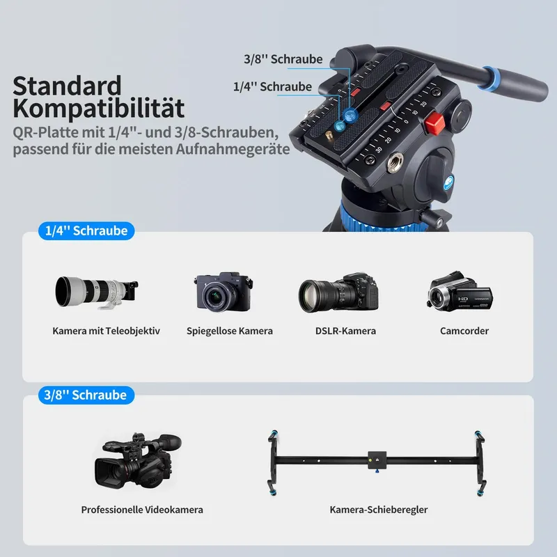 SIRUI AM-25S Aluminium Statief 190cm Vloeistofkop Camera DSLR β foto 9