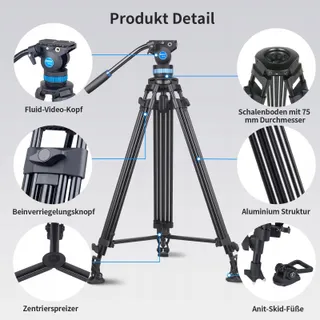 SIRUI AM-25S Aluminium Statief 190cm Vloeistofkop Camera DSLR — miniatuur 2