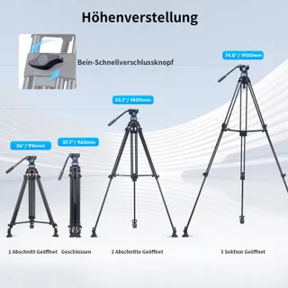SIRUI AM-25S Aluminium Statief 190cm Vloeistofkop Camera DSLR — miniatuur 3
