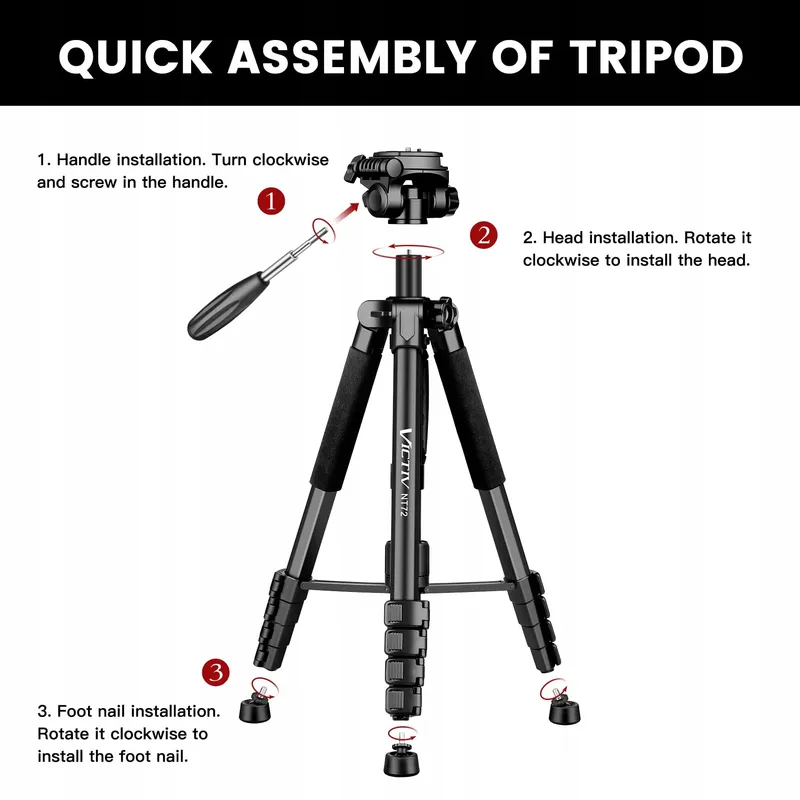 VICTIV Camerastatief 182cm Aluminium Monopod Kogelkop — foto 8