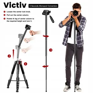 VICTIV Camerastatief 182cm Aluminium Monopod Kogelkop — miniatuur 5