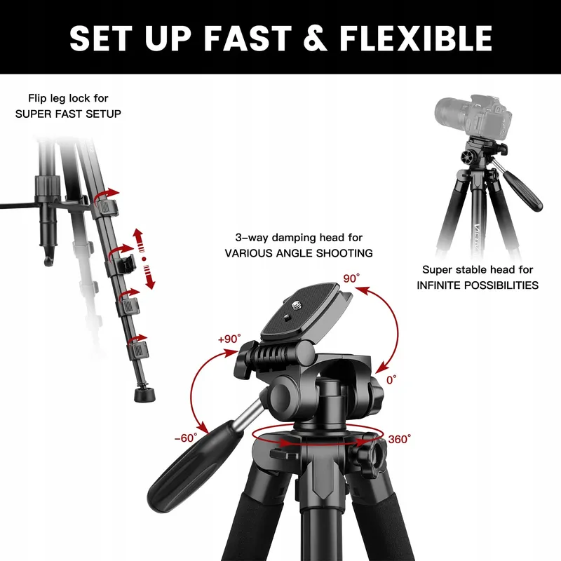 VICTIV Camerastatief 182cm Aluminium Monopod Kogelkop — foto 7