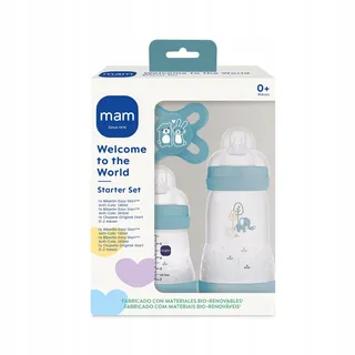 MAM Cadeauset Pasgeborenen Anti-koliek Flessen Speen Blauw — miniatuur 2