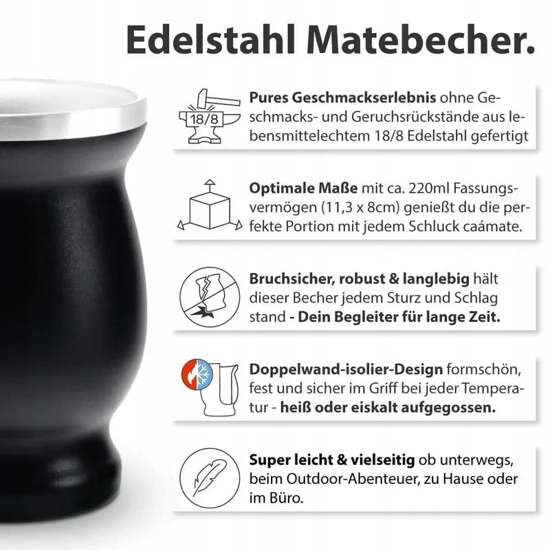 Mate Theeset Bio 3 Matesoorten RVS Mok — foto 3