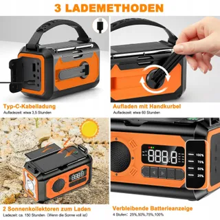 SOLARIS Noodradio 12000mAh Zonnepaneel AM/FM SOS — miniatuur 2