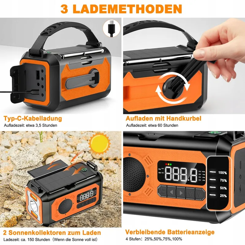 SOLARIS Noodradio 12000mAh Zonnepaneel AM/FM SOS — foto 2