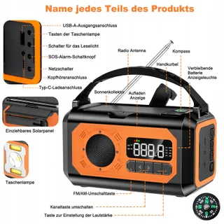 SOLARIS Noodradio 12000mAh Zonnepaneel AM/FM SOS — miniatuur 8