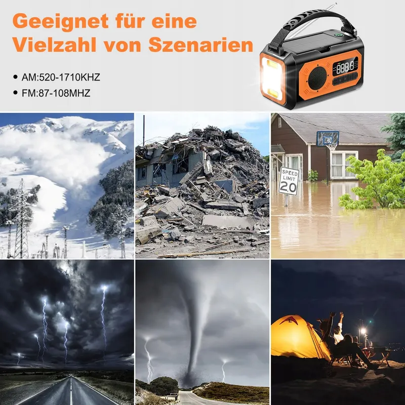 SOLARIS Noodradio 12000mAh Zonnepaneel AM/FM SOS — foto 6