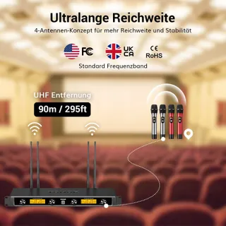 TONOR Draadloze Microfoonset 90m Bereik Voor Kerk En Podium — miniatuur 4