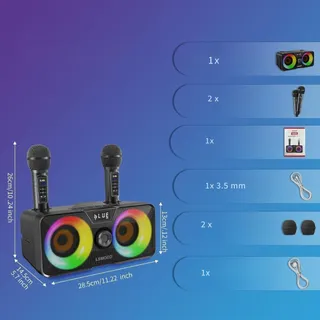 Draagbare Karaoke Machine Bluetooth Speaker 2 Microfoons — miniatuur 14