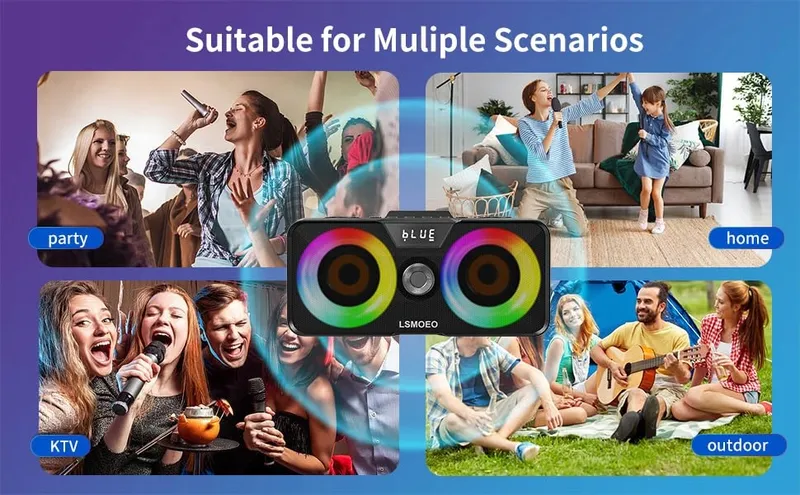 Draagbare Karaoke Machine Bluetooth Speaker 2 Microfoons — foto 8