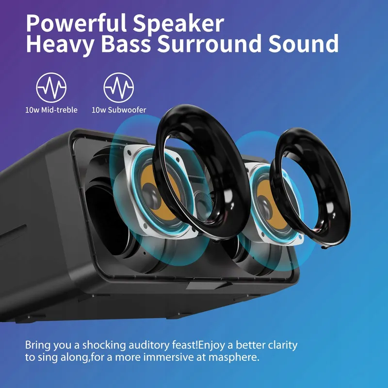 Draagbare Karaoke Machine Bluetooth Speaker 2 Microfoons — foto 3