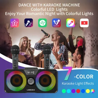 Draagbare Karaoke Machine Bluetooth Speaker 2 Microfoons — miniatuur 7