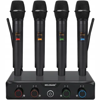 MELONARE Draadloos UHF Microfoonsysteem 4 Kanalen 61m MWM-41-4H — miniatuur 1
