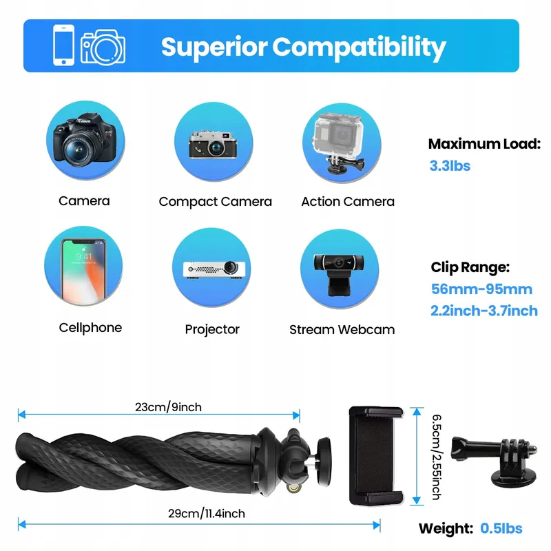 GOOCONG Flexibel Statief Smartphone en Camera iPhone Samsung Canon Nikon — foto 6