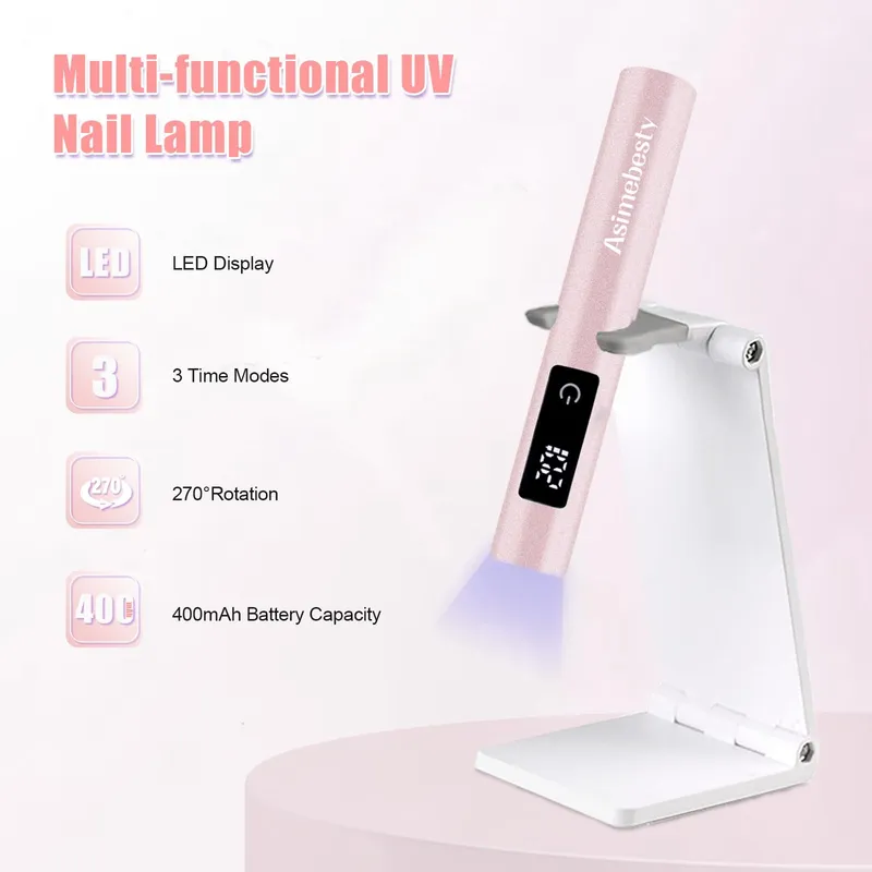 ASIMEBESTY Mini UV LED Nagellamp Roze Draagbaar 20/60/90S — foto 2