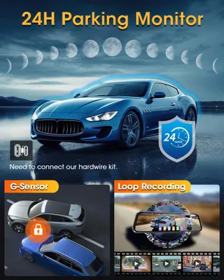 AIRPUXEM 4K Spiegel Dashcam 10" IPS WiFi Voor Achter 64GB SD — miniatuur 7