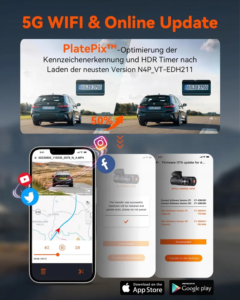 VANTRUE N4 Pro Dashcam 4K 360° WiFi GPS IR Nachtzicht — foto 4