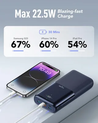 VIYISI Powerbank 20W PD Snelladen USB C LED Display Blauw — miniatuur 3