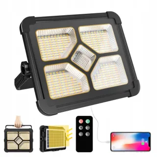 IODOO LED Bouwlamp 200W Oplaadbaar Afstandsbediening Zonnepaneel — miniatuur 1