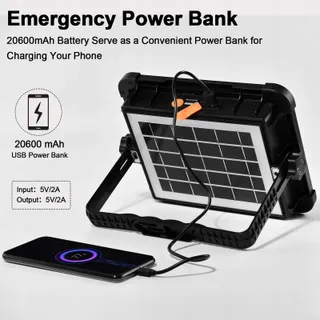 IODOO LED Bouwlamp 200W Oplaadbaar Afstandsbediening Zonnepaneel — miniatuur 5
