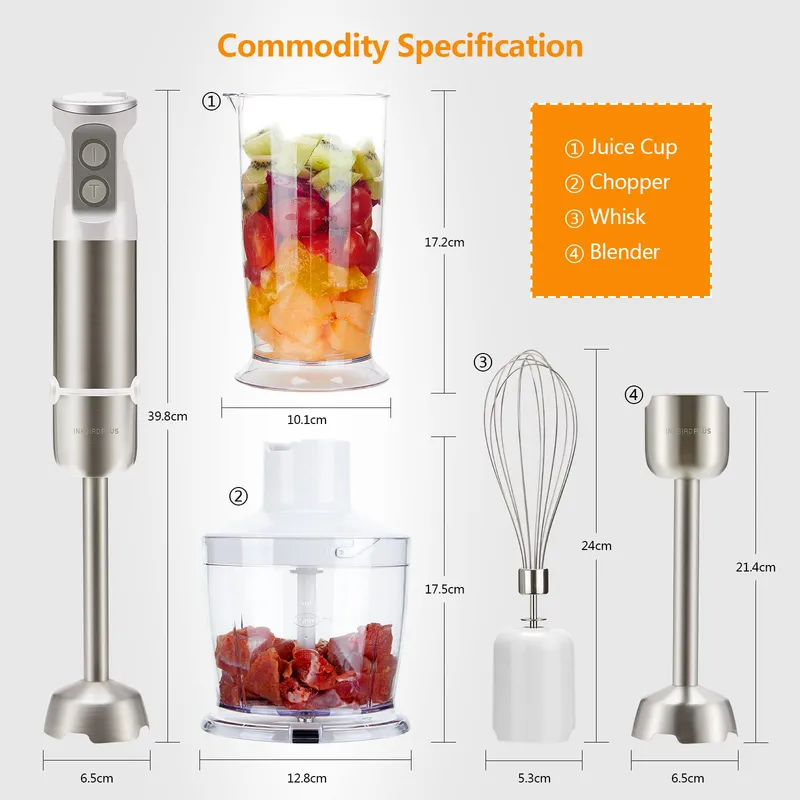 INKBIRD Staafmixer Set 4-in-1 600W 6 Snelheden Soep Smoothie — foto 6