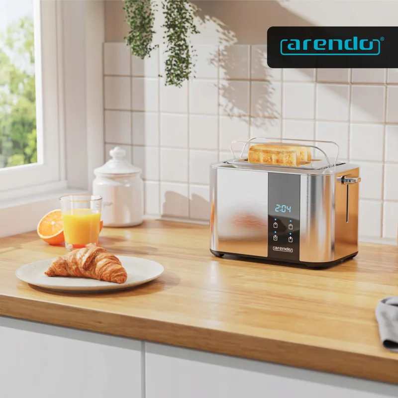 ARENDO RVS Broodrooster Lange Sleuf Touchscreen Zilver — foto 6