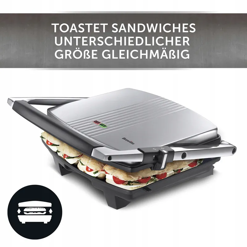 BREVILLE Panini Grill 4-Sneden Roestvrij Staal — foto 4