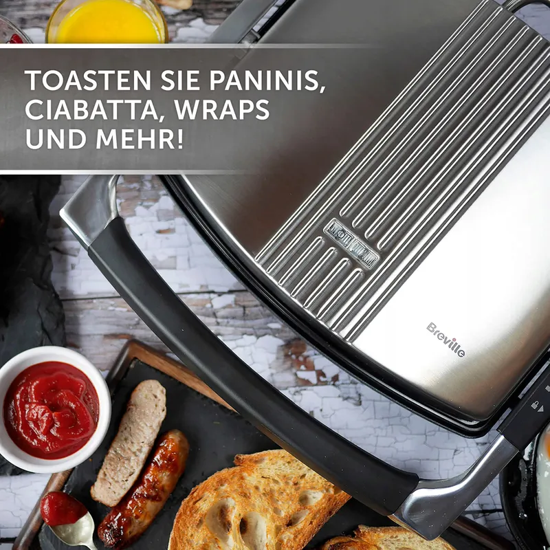 BREVILLE Panini Grill 4-Sneden Roestvrij Staal — foto 2