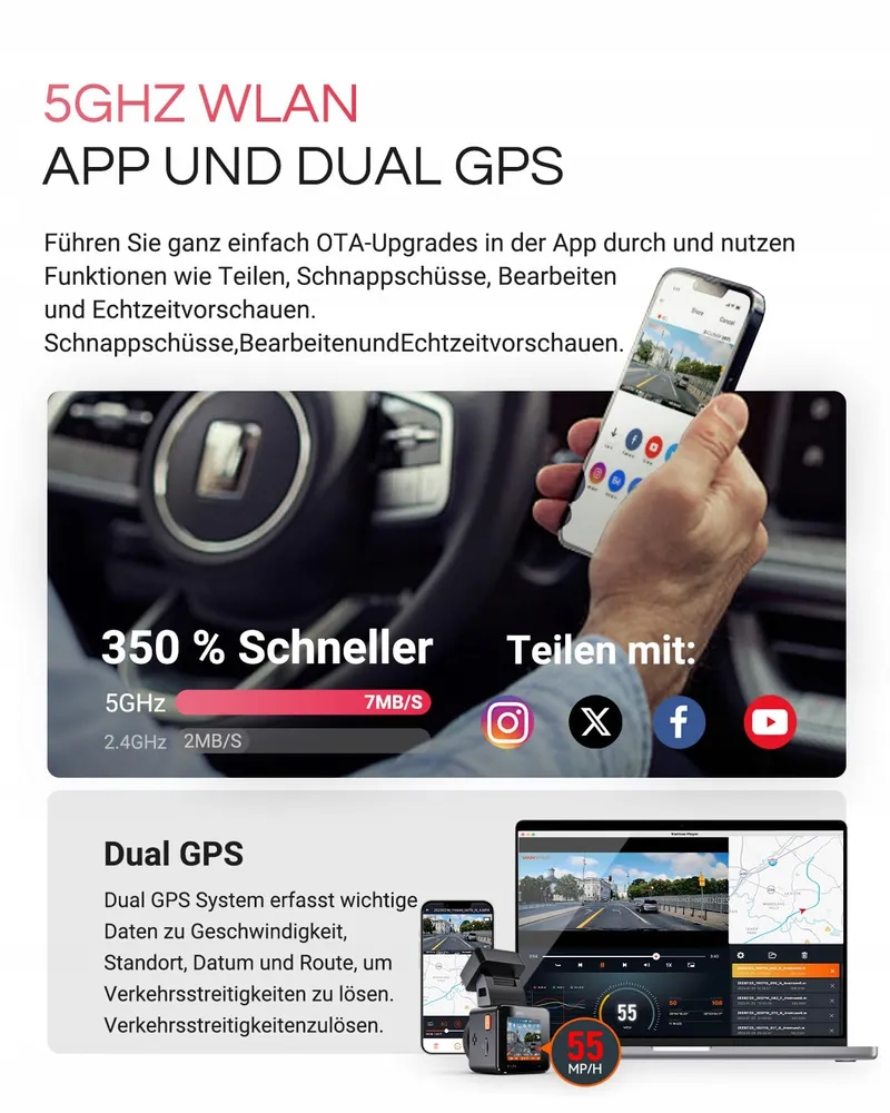 VANTRUE E1 Pro Dashcam 4K HDR GPS WiFi Nachtzicht 160° — foto 5